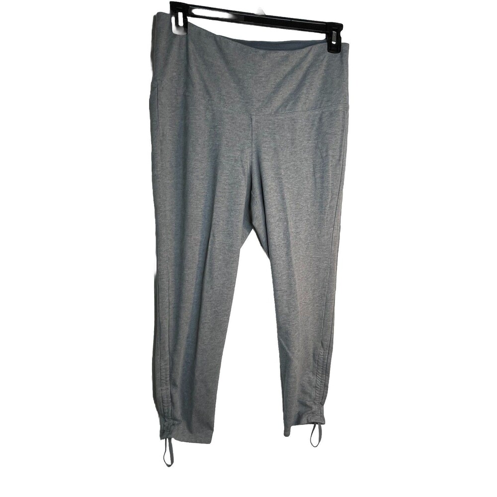 Chicos Zenergy Gray Pants Button Yoga Sport Stretch Sz 2 / 12 / L
